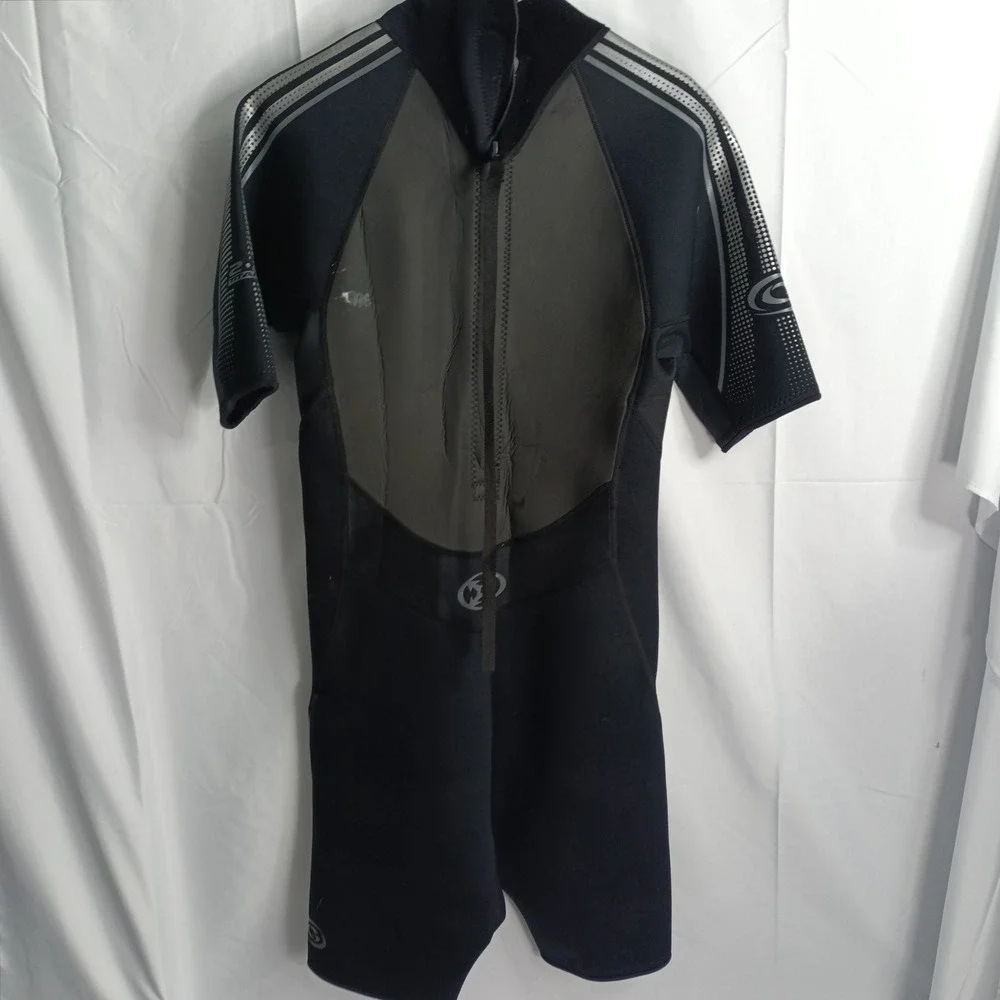 Gotcha Mens L 2.2mm Titanium Shorty Wetsuit Black Gray Back Zip Surfing Diving